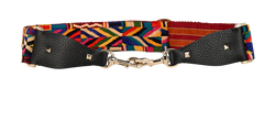 Valentino Guitar Bag Strap, Fabric/Leather, Multi/Blk, MII, B/DB, 3*